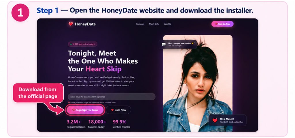 Step 1 - HoneyDate official website