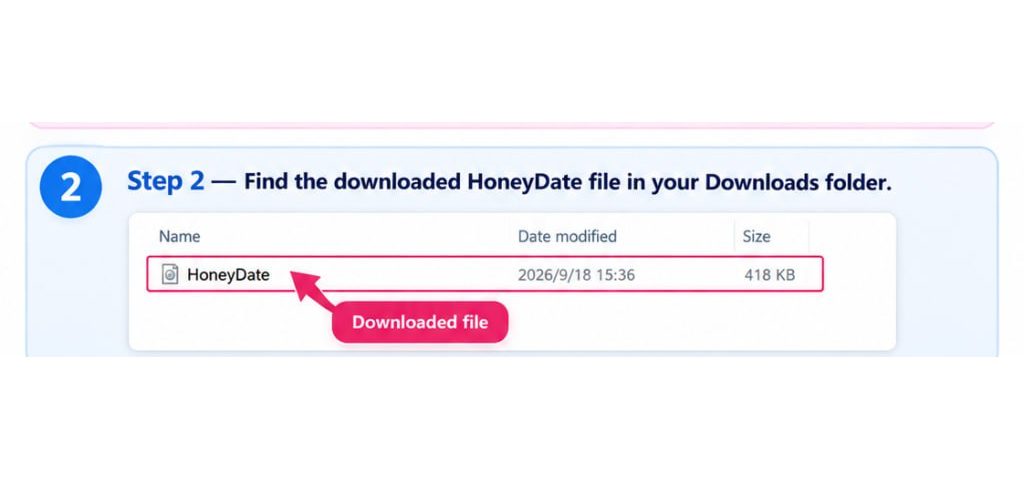 Step 2 - Downloaded file in Downloads folder