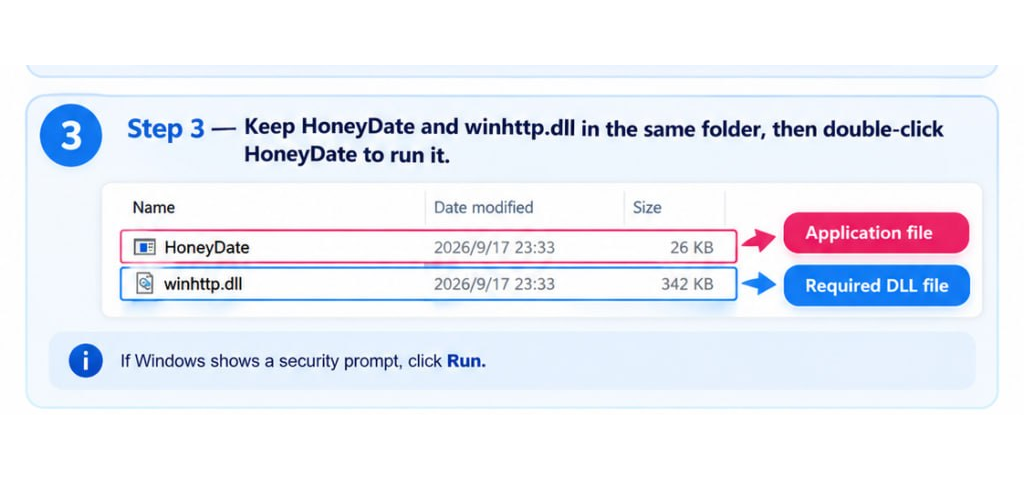 Step 3 - Keep HoneyDate and winhttp.dll together